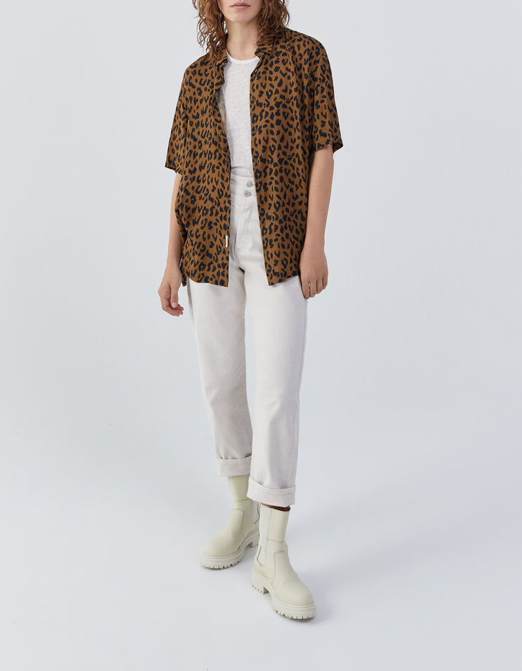 Gew&uuml;rzbraunes REGULAR-Herrenhemd mit Leopardenprint-6