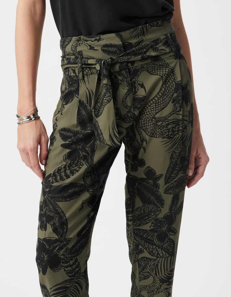 Paperbag broek kaki LENZING™ ECOVERO™ maxi jungle Dames-4
