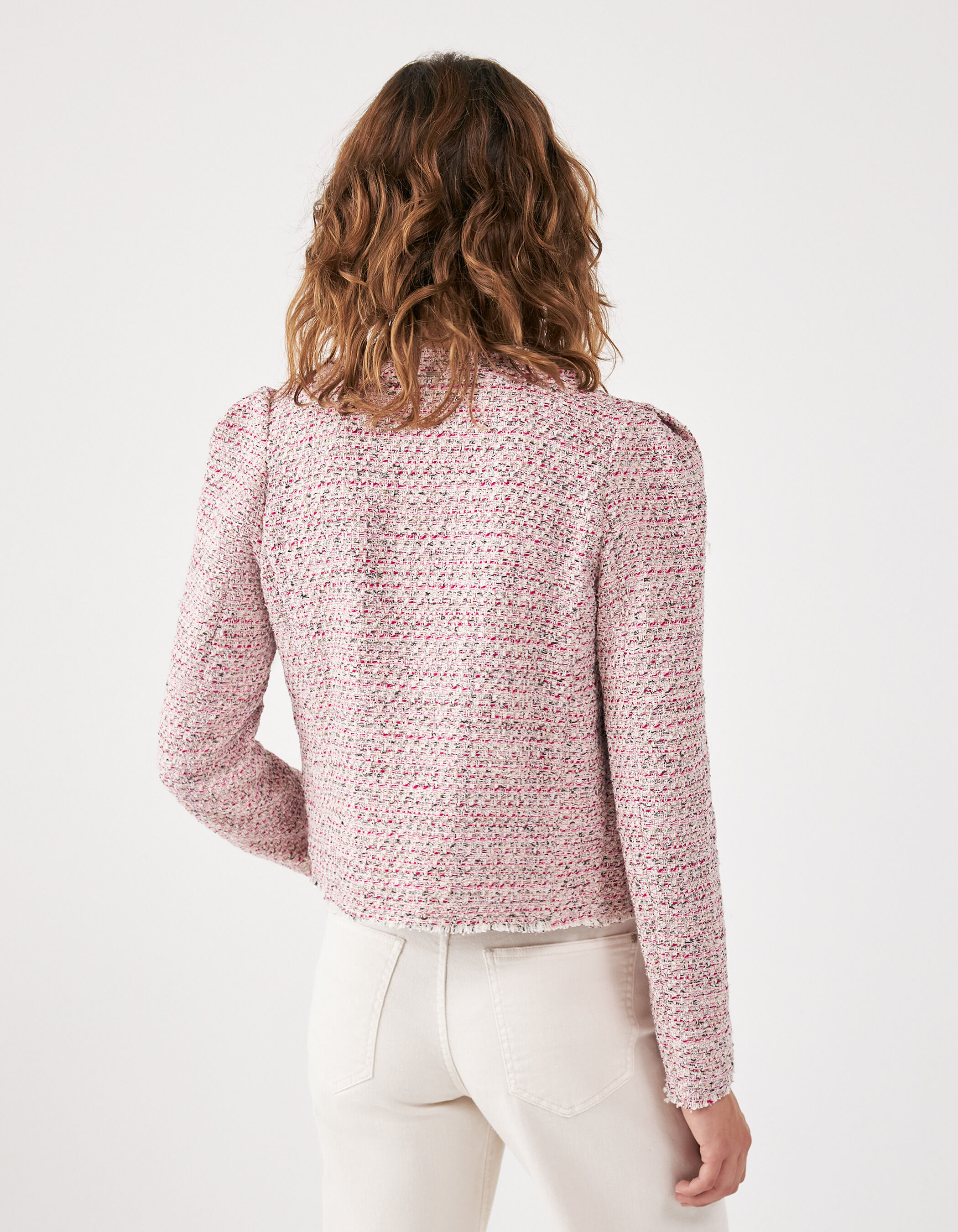 Veste tweed rose 2025 femme