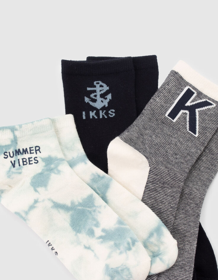 Socken in Marineblau, Weiß und Blau-3