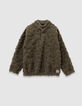 Sweat kaki jacquard sherpa léopard garçon-4