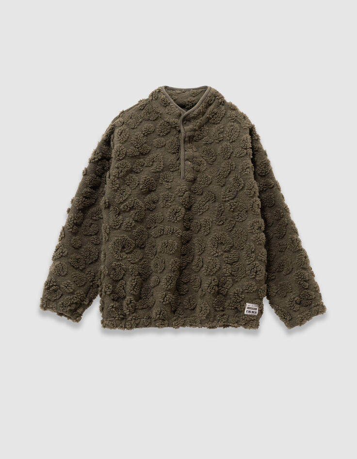 Sweat kaki jacquard sherpa léopard garçon-4