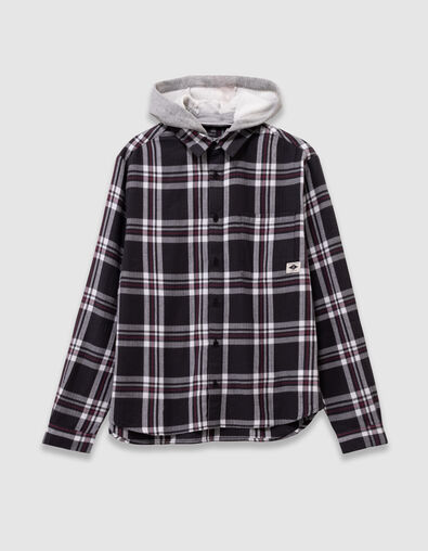 Chemise carreaux grise capuche amovible gar&ccedil;on - IKKS