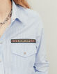 Blauw overhemd micro-strepen en army badges dames-5