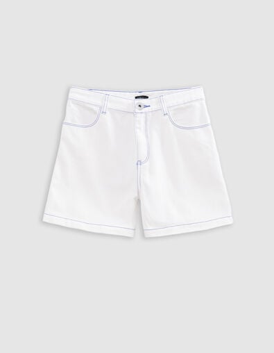 Wei&szlig;e M&auml;dchenjeansshorts mit blauen N&auml;hten - IKKS
