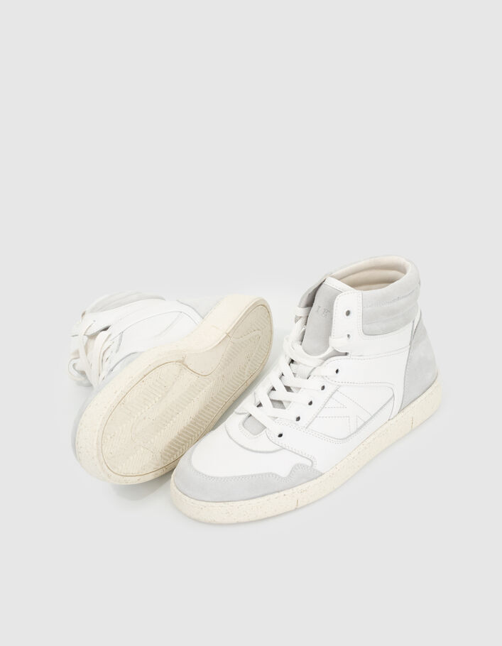 Women’s white suede leather mix high-top trainers-5