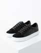 Baskets noires en cuir logo IKKS détails clous femme-6