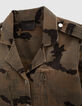 Women’s khaki camouflage denim safari jacket with badges-2