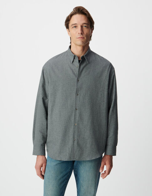 Graues Herrenhemd Baumwollflanell lockere Passform - IKKS