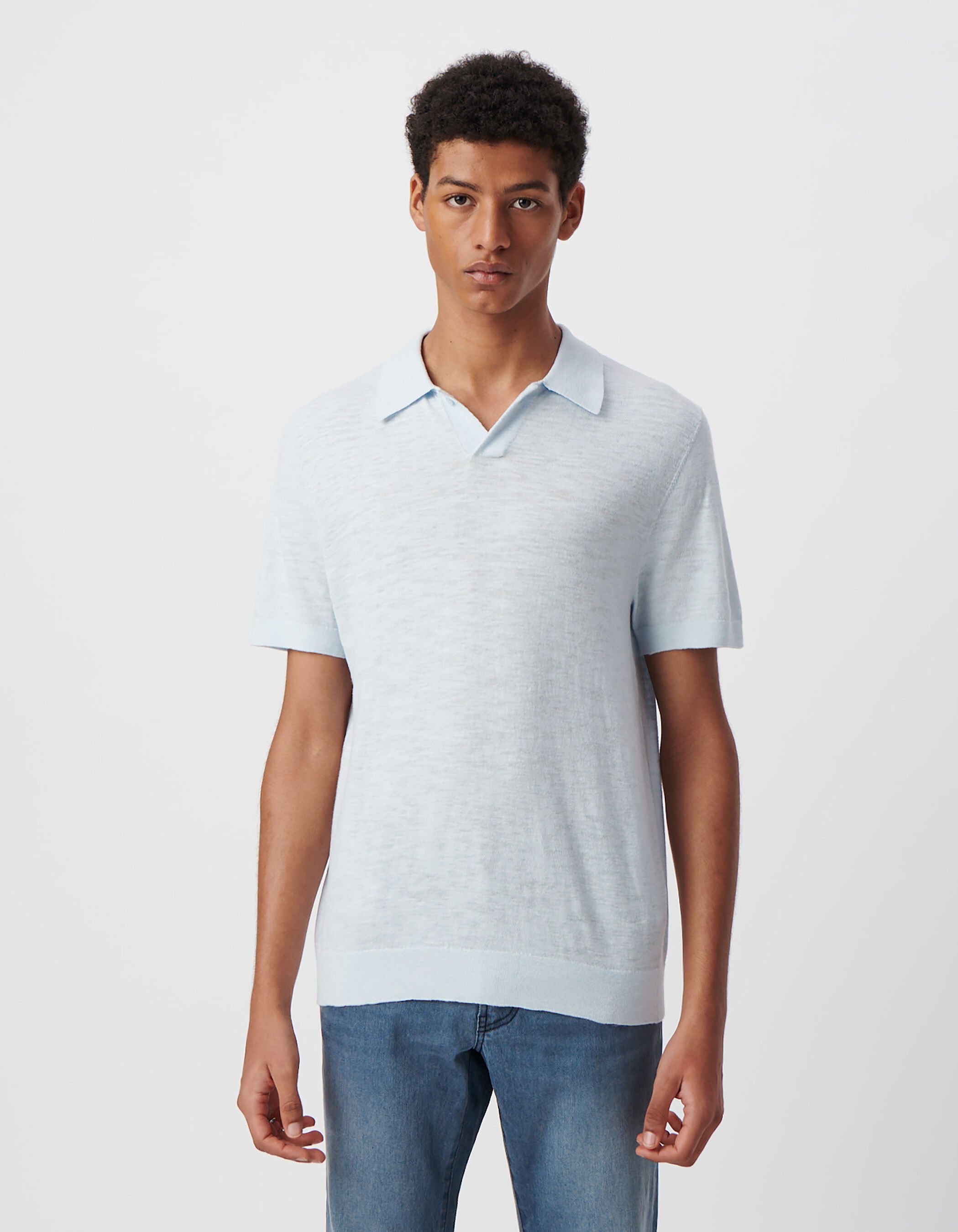 Polo celeste hombre clearance