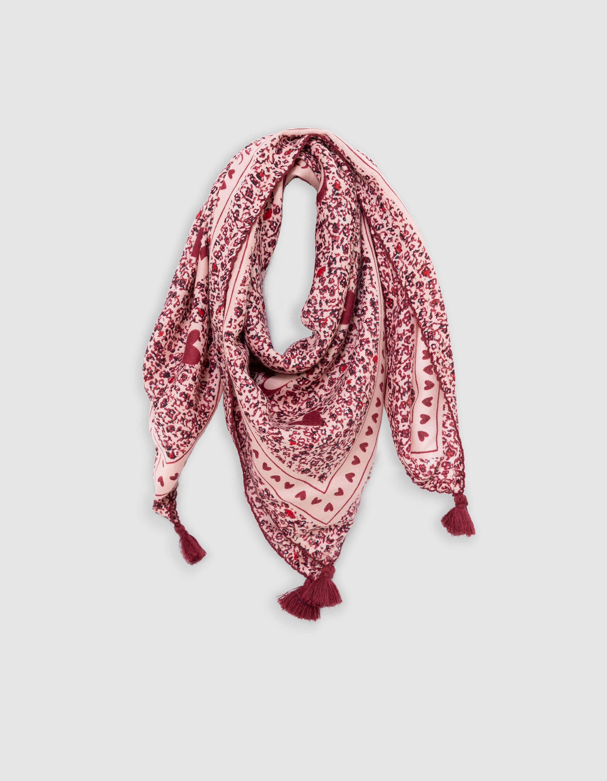 Girl s recycled pink floral print square scarf IKKS
