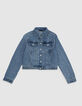 Veste en jean bleu cropped fille-4