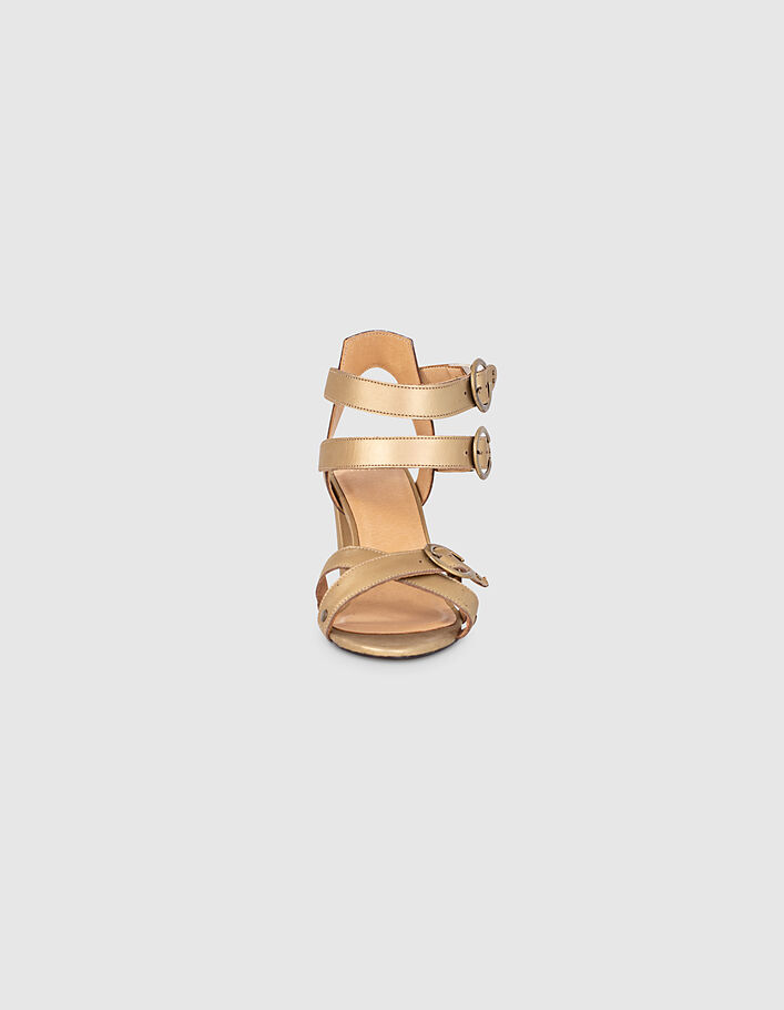 Sandales à talons en cuir doré et boucles femme - IKKS