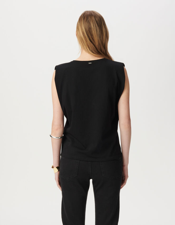 Schwarzes T-Shirt, V-Ausschnitt, Herz-3 Schwarzes T-Shirt, V-Ausschnitt, Herz-3