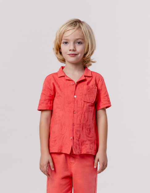 Red jacquard shirt with palm tree pattern for boy - IKKS