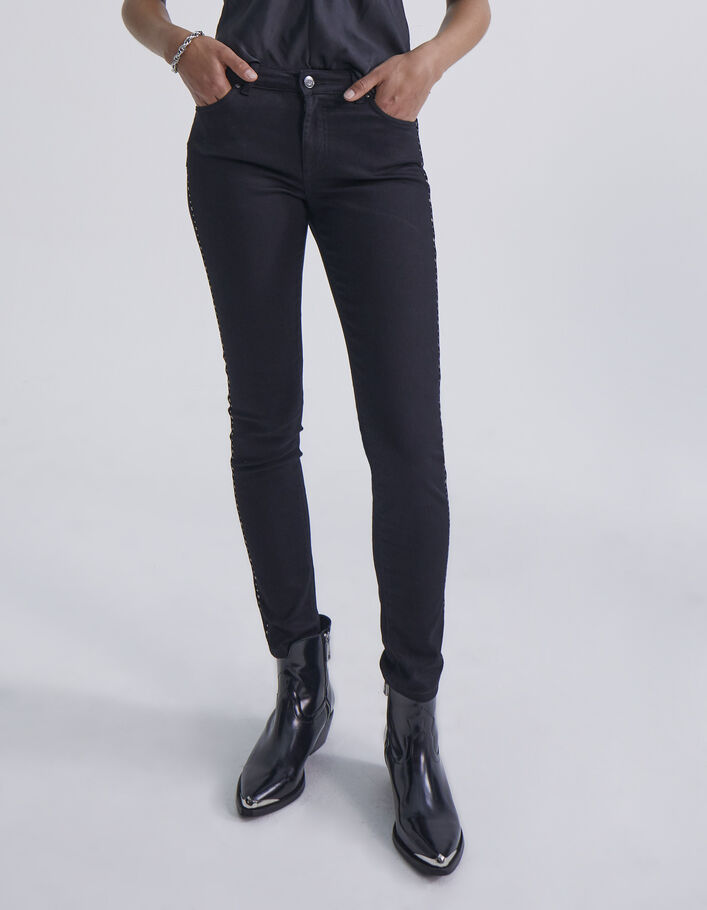 Women’s black sculpt-up slim jeans with studs down sides-2