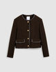 Veste marron lainage boutons militaires Femme-6
