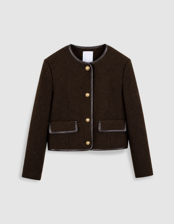 Veste marron lainage boutons militaires Femme-6