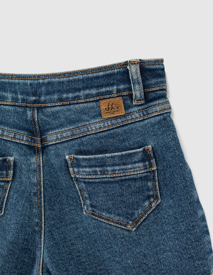 Medium blue jeansshort franjes aan de pijpen meisjes-6