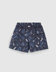 Marineblaue Jungenbadeshorts mit Surf-Rock-Print-3