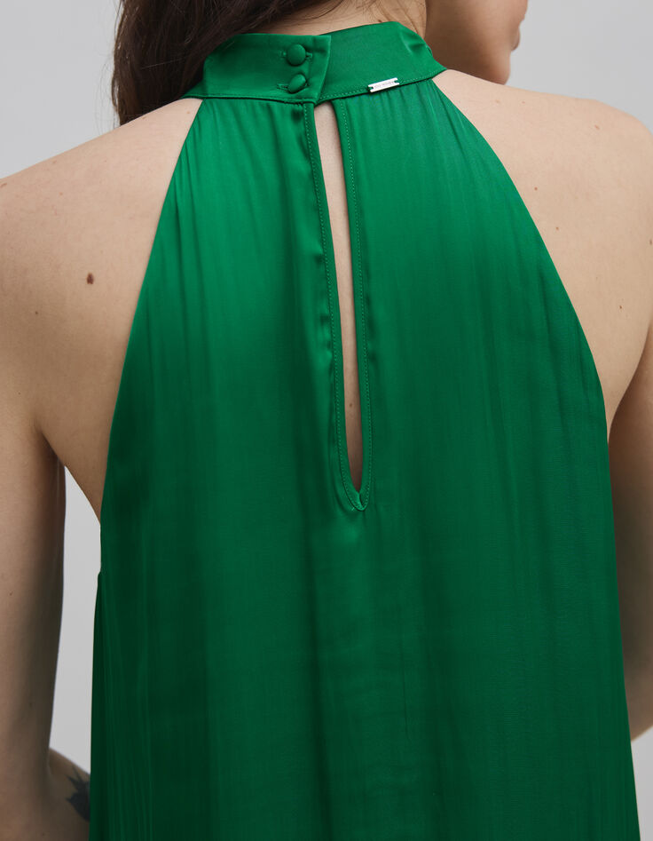 Groene gekreukte jurk van gerecycled polyester armsgaten-3