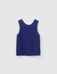 Camiseta de tirantes azul fluida plisada niña-1