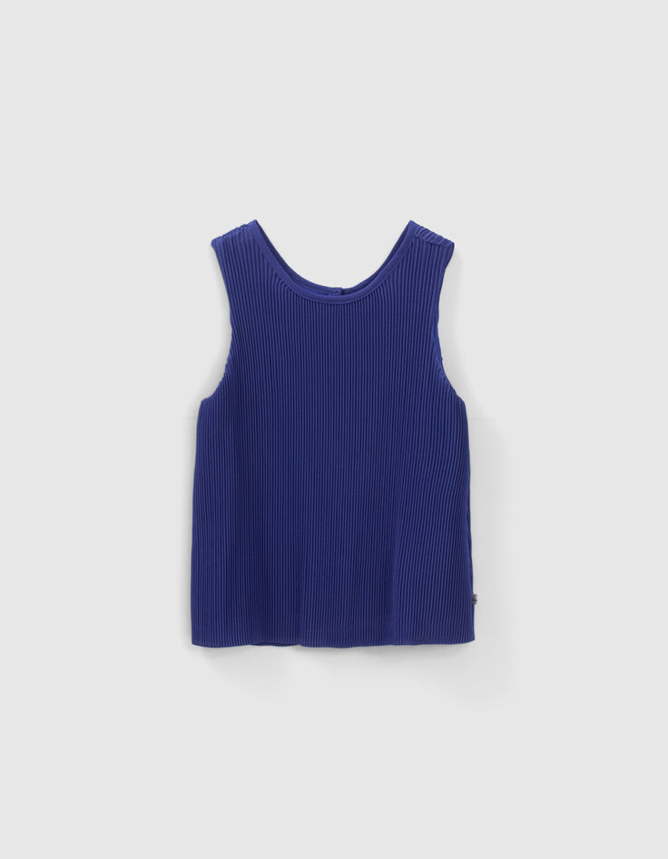 Camiseta de tirantes azul fluida plisada niña-1