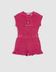 Ensemble short et T-shirt rose en éponge bébé fille-1