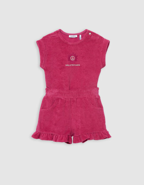 Set aus rosa Shorts und T-Shirt aus Frottee, Babymädchen - IKKS