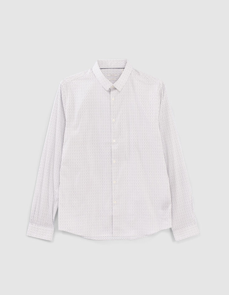 Wei&szlig;es SLIM-Herrenhemd mit dezentem Print-6