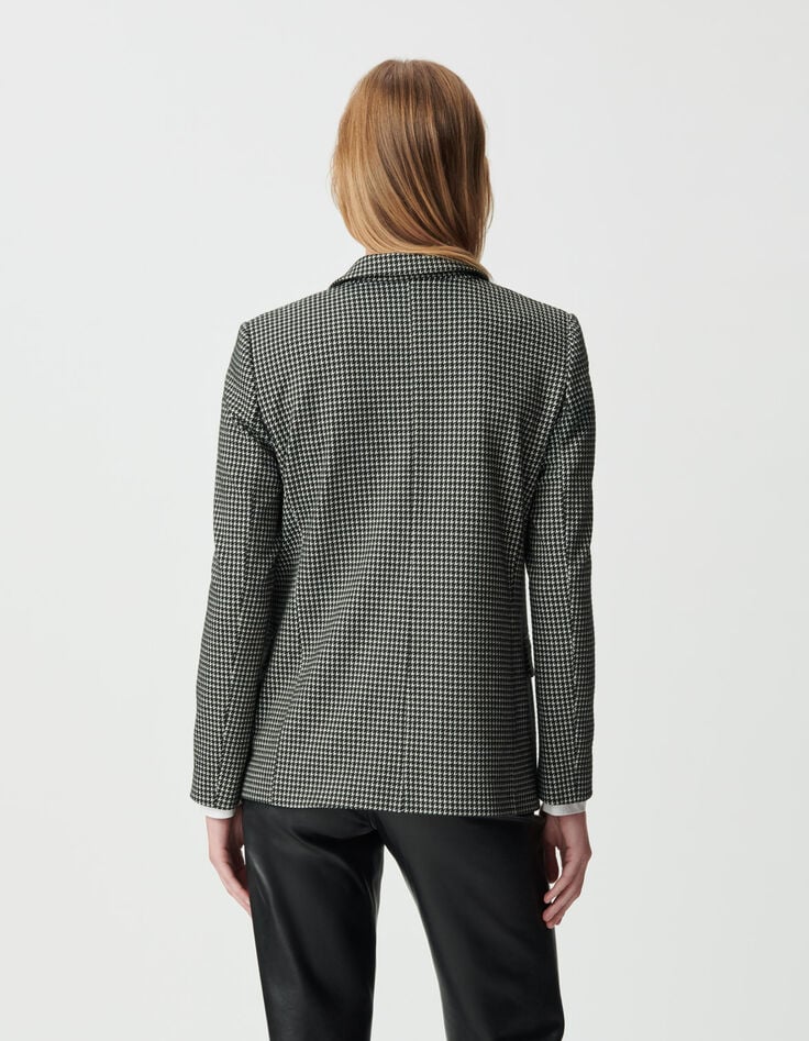 Veste de tailleur noire motif pied-de-poule Femme-3 Veste de tailleur noire motif pied-de-poule Femme-3