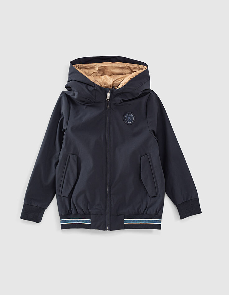 Blouson navy recyclé à double capuche garçon -2