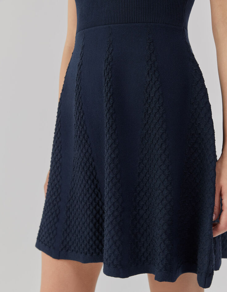 Women’s navy decorative knit skater-style dress-4