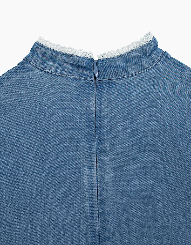 Girls&rsquo; light blue blouse with lace-5