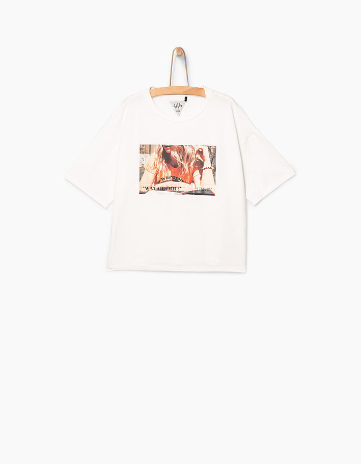 Gebroken wit T-shirt WATAHHHH ! meisjes-3