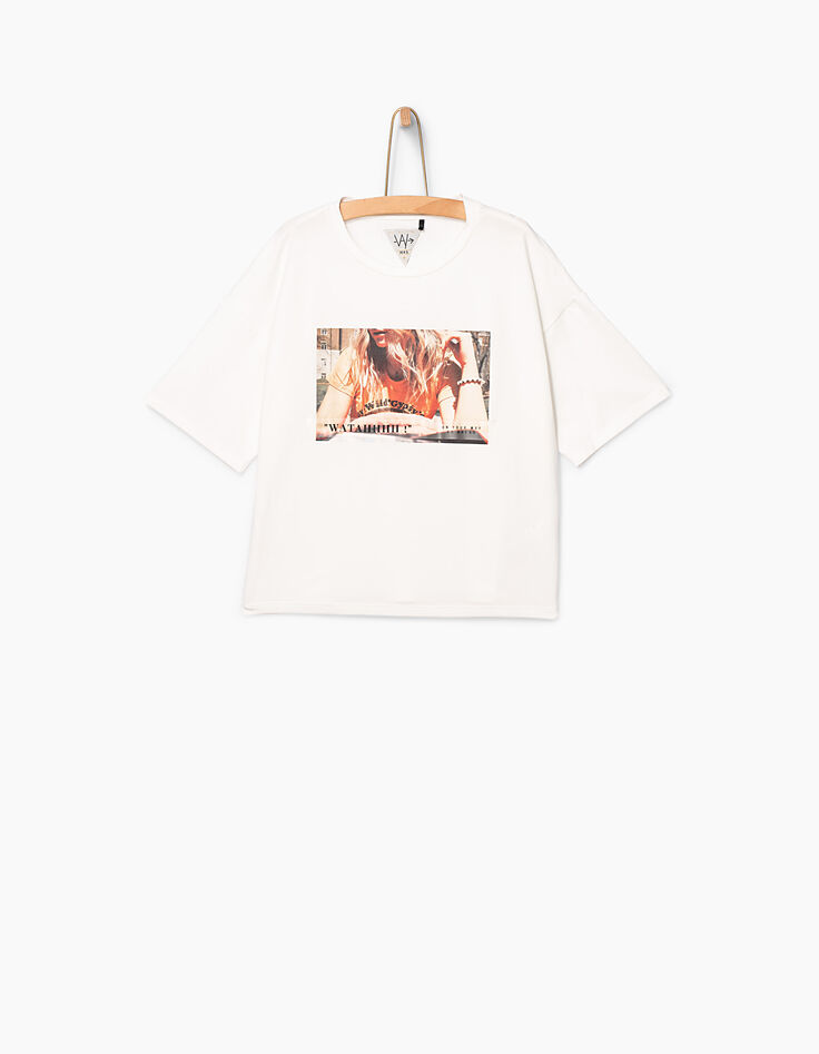 Tee-shirt blanc cassé WATAHHHH ! fille-3 Tee-shirt blanc cassé WATAHHHH ! fille-3