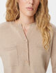 Pull manches longues beige 100% laine Femme-5
