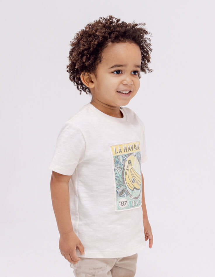 T-shirt &eacute;cru coton bio visuel bananes b&eacute;b&eacute; gar&ccedil;on-6