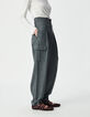 Graue Damencargohose Flanell-5