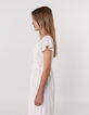 Ecru Maxikleid, Mädchen, Gummizug am Ausschnitt-3