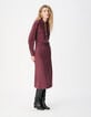 Bordeauxrode gebreide shirtjurk voor dames met riem-5