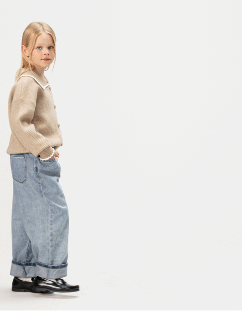 Jean balloon bleu taille élastiquée fille - IKKS