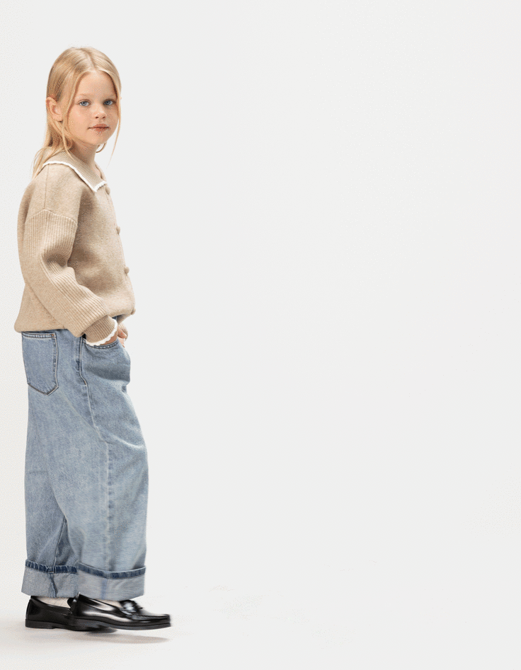 Blauwe ballonjeans elastische taille meisjes-2