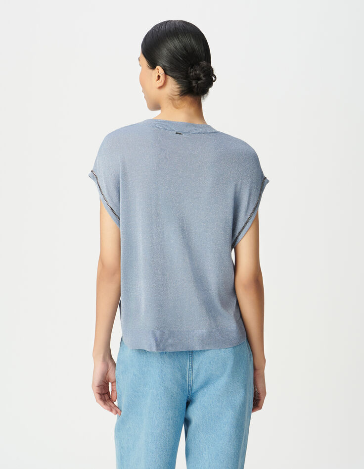 Jersey azul punto fino lúrex cadenas mujer-3