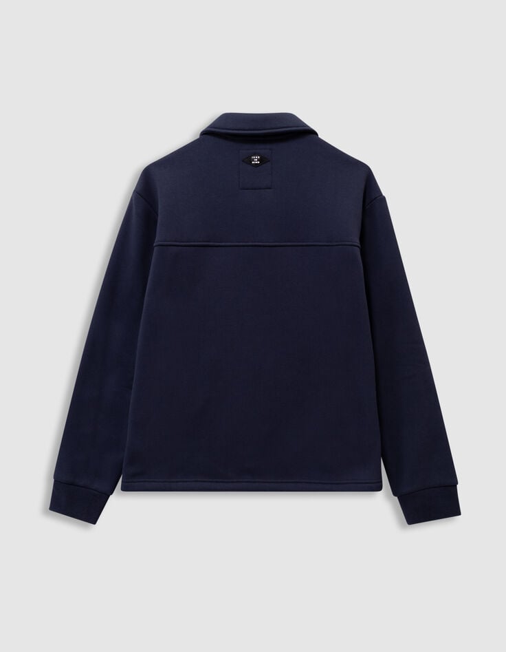 Boys’ navy zipped cardigan with shirt collar-4