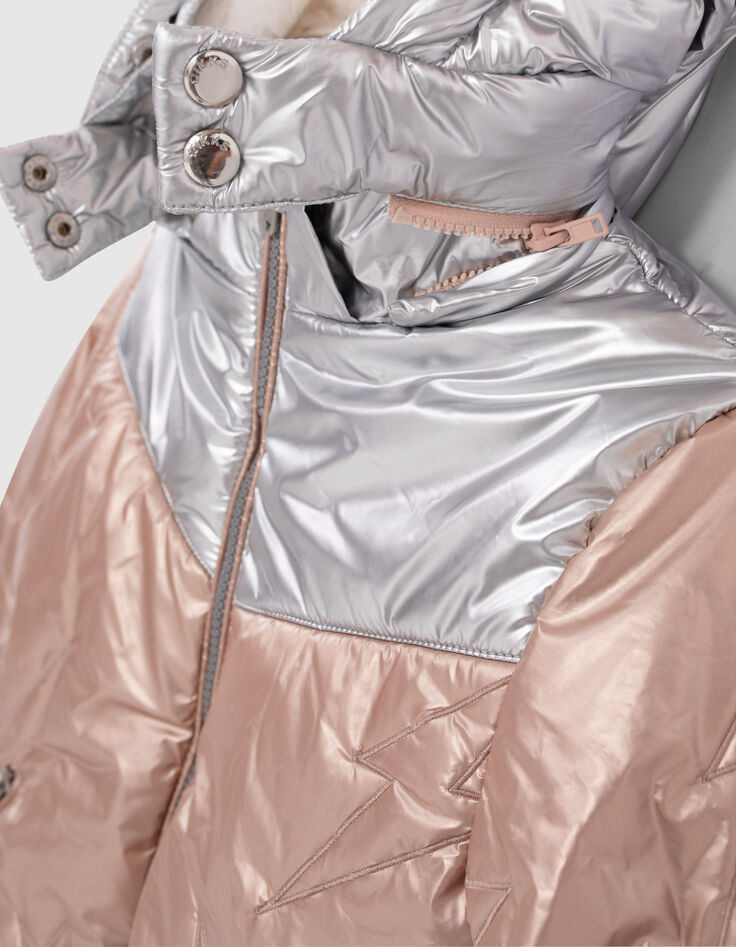 Doudoune rose pâle broderies étoiles et éclairs fille-5