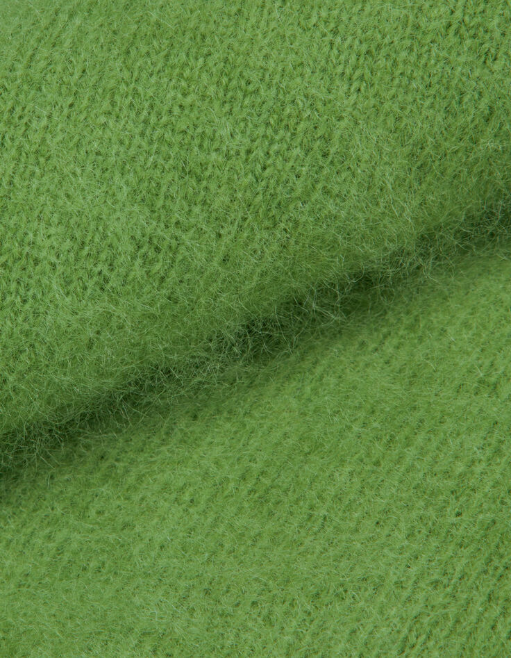 Cardigan vert tricot mousseux 100% laine Femme-8