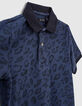 Polo indigo bio à motif léopard garçon -5