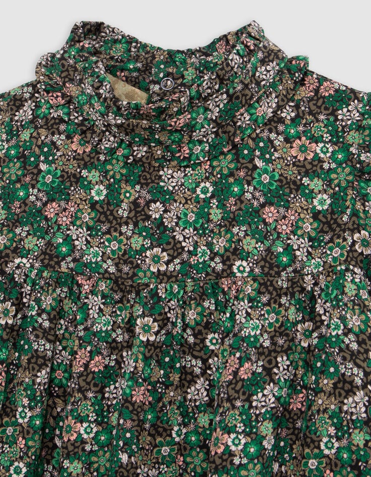 Khaki blouse LENZING™ ECOVERO™ bloemenprint meisje-2