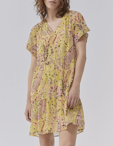 Gelbes Damenkleid mit Summer-Paisleyprint - IKKS